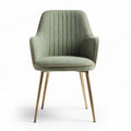 Chaise en tissu bouclé vert avec pieds en métal doré 60 x 55 x 80cm