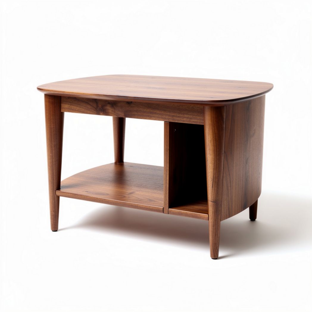 Table basse en bois de noyer avec étagère 60 x 40 x 45cm