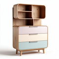 Meuble de rangement en bois avec tiroirs colorés 80 x 40 x 120cm