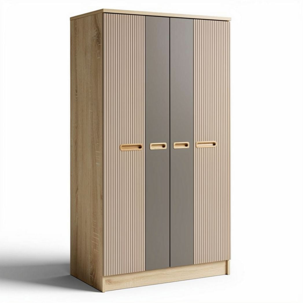 Armoire de rangement en bois avec portes à relief dimensions 80 x 40 x 180cm
