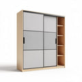Armoire à portes coulissantes en bois et tissu gris dimensions 90 x 35 x 120cm