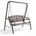 Banc balançant en métal avec accoudoirs en bois 150 x 70 x 160cm