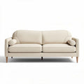 Canapé en tissu beige avec accoudoirs ronds dimensions 200 x 90 x 85cm