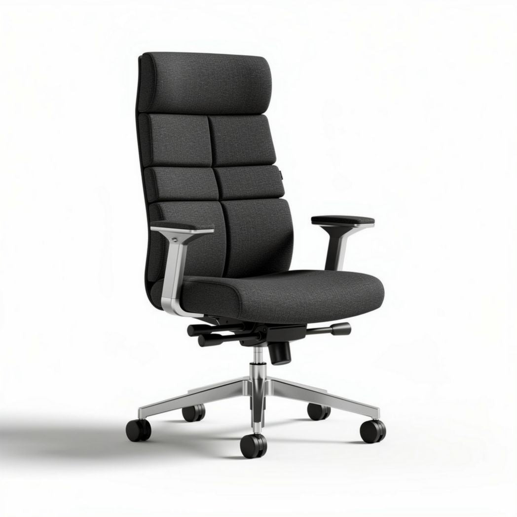 Chaise de bureau ergonomique en tissu gris foncé avec accoudoirs ajustables 60 x 60 x 100cm