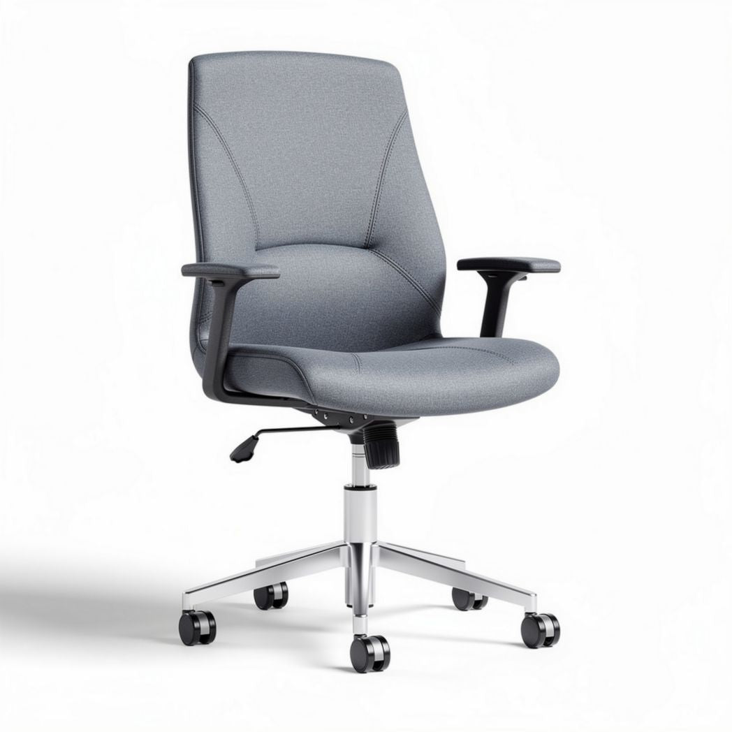 Chaise de bureau en tissu gris avec accoudoirs et roulettes 60 x 60 x 100cm